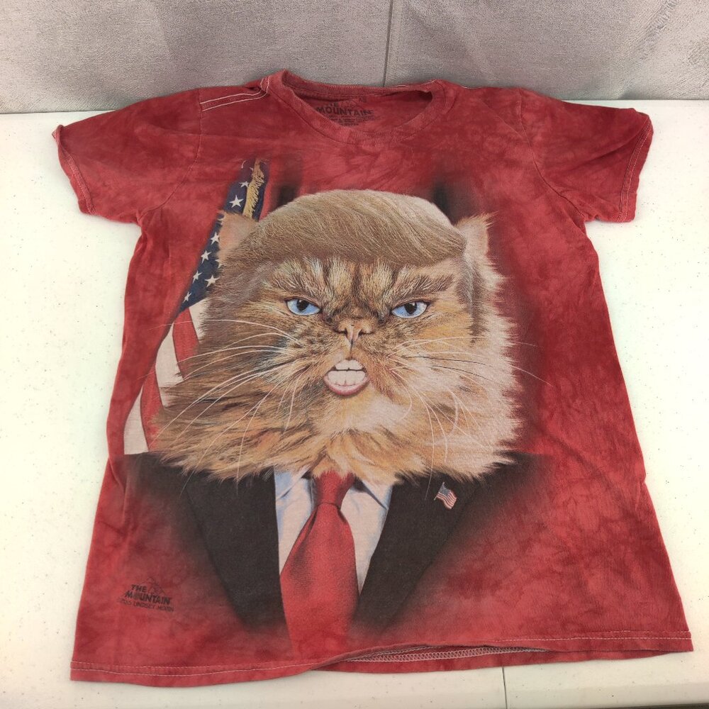 The Mountain Donald Trump Shirt Adult Men XS Red Tie Dye Cat Short Sleeve‎ 2015